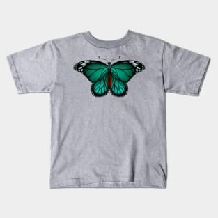 Teal Butterfly Kids T-Shirt